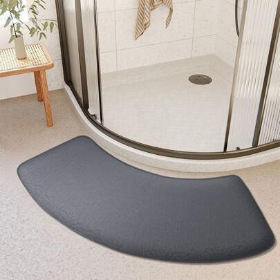 Thickened Curved Absorbent Bathroom Mat Shower Room Door Mat Toilet Bathroom Foot Mat Non-Slip Mat Home Bathroom Decor Bath Rug Floor Carpet Outdoor Rug Door Mat Entryway Decor Bathroom Accessories Back To School