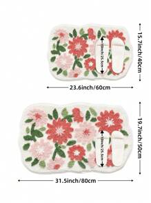 1PC- Flower Plants Bath Mat, Cute Cartoon Bathroom Rug, Ultra Soft Microfiber Bathroom Runner, Anti Slip TPR Backing House Mat, Machine Washable, Living Room, Vanity, Bathtub, Shower, Sink Laundry Mats-Bathroom Decor Floor Carpet Outdoor Rug Door Mat Summer Bathroom Accessories Back To School