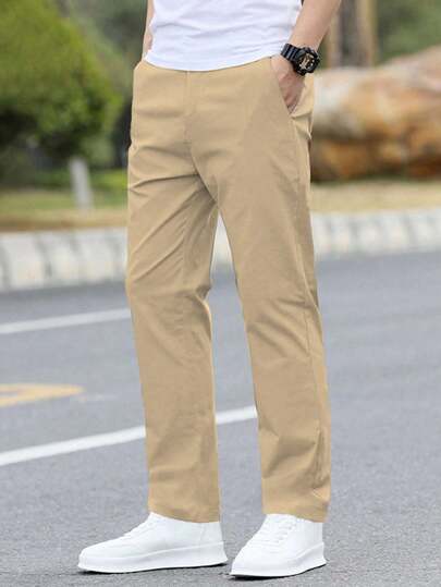 1 Pc Teen Boy Casual Loose Outdoor Sports Workout Straight Leg Solid Color Pants, Spring, Autumn, Winter