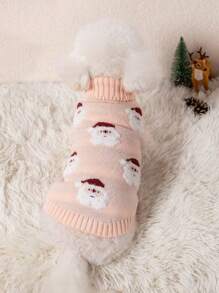 Pet Sweater Christmas Thickened Knitted Warm Pattern Dog Cat Clothes - Pink - View 6