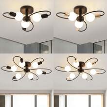 1 件装现代 Sputnik 灯具，6 灯天花板灯具，中世纪现代吊灯，金属半嵌入式天花板灯，适用于卧室、厨房、客厅、餐厅，E26/E27 底座，不含灯泡 - 1個 - 查看 1