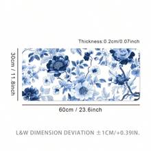 蓝白瓷纹桌垫，大号游戏鼠标垫，办公键盘垫，包边设计，橡胶防滑底，无异味，可水洗，桌面配件，适合作为礼物，返校季游戏鼠标垫，桌面配件，办公用品，办公桌配件，鼠标垫，桌面鼠标垫 - 藍色 - 查看 18