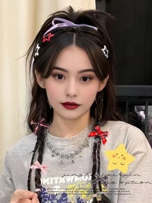 VBOOR 12/24/190件套摩卡格纹Y2K蝴蝶结发饰套装，包含格纹蝴蝶结和摩卡兔耳发圈，完美打造Y2K或魅力派对造型，适合日常和派对佩戴。蝴蝶结采用涤纶纤维制成。享受完美的购物体验，适合上学、优雅、大学、送礼、可爱、发带等场合。 - 彩色 - 查看 6
