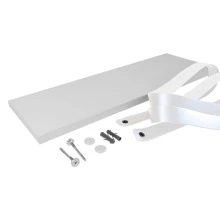 Kit 2 prateleiras branca com alça de couro branco decorações - Branco - Visão 5