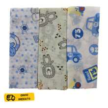 Kit COM 3 fronhas de bebe -  100% algodão - Ideal para o travesseiro do bebe - Azul - Visão 2