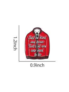 1 件正能量名言珐琅别针只要善良勇敢，这就是你所需要的歌词胸针歌手翻领徽章礼物 - 紅色 - 查看 9