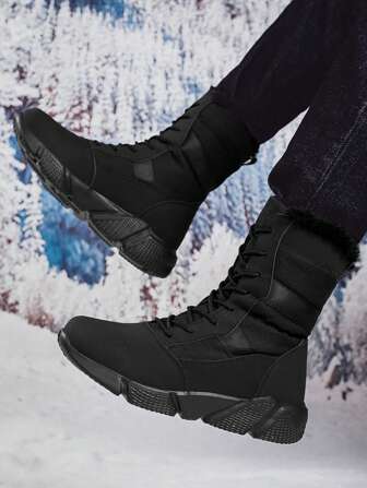 Stivali invernali di moda da donna, stivali da neve imbottiti e caldi di uomo, stivali alla caviglia casual unisex con fodera in pile per escursioni di coppia