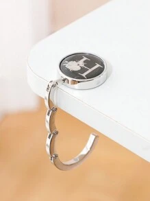 1 pieza Soporte plegable de metal con letra inicial - Diseño floral de letra, Soporte de cartera de escritorio, Estantería de moda para bolsos y Organizador de escritorio de oficina para damas - gancho de letra negro - Ver 10