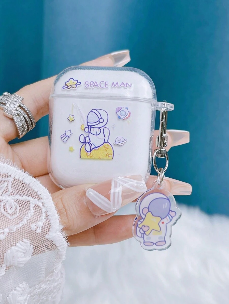 1 件透明 TPU 防摔耳机保护壳，带金属扣，适用于 Apple 系列耳机 - 彩色 - 查看 1