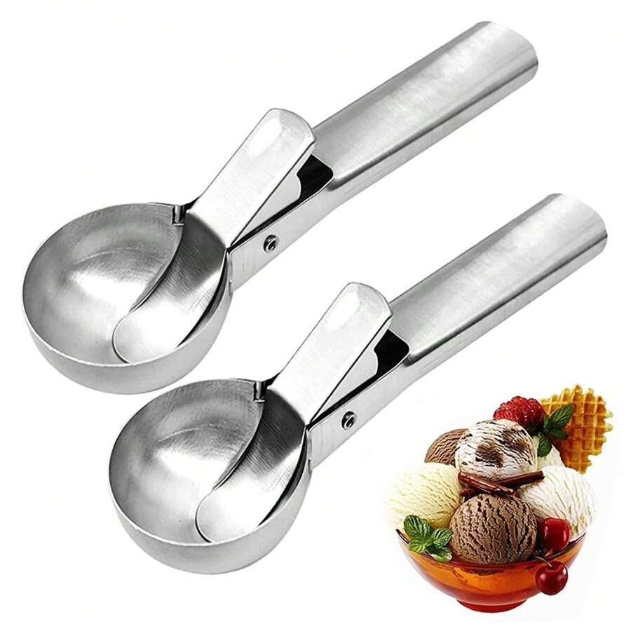 Stainless Steel Ice Cream Scoop With Trigger, AntiFreeze Handle, Ice