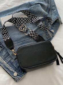 2024 New Fashion Women's Retro Mini Camera Bag, Solid Color Lightweight, Letter Decoration, Zipper Opening, Multifunctional Casual Shoulder Crossbody Bag