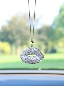 1 chiếc mặt dây chuyền trang trí xe hơi hình đôi môi đính đá Rhinestone - Một cỡ - Xem 2