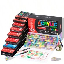 240/168/120/72/60/36/24/12 Stylos-marqueurs acryliques liquides directs de couleur, pour une utilisation étudiante, professionnelle et artistique. Têtes souples, appropriés pour le papier, pour le graffiti, les livres de coloriage DIY. Peuvent dessiner sur le verre, la pierre, résistants à l'eau pour la peinture corporelle. Cadeau de Noël, rentrée des classes.