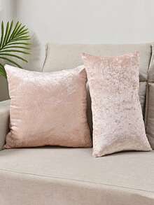 1 vỏ gối nhung trơn màu trang sức, vỏ gối vuông cho ghế sofa, không có ruột - Hồng - Xem 2
