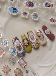 1pc Frame Picture Nail Charm Sticker DIY Art Baroque Style Autumn Nail Art Decoration Ornaments