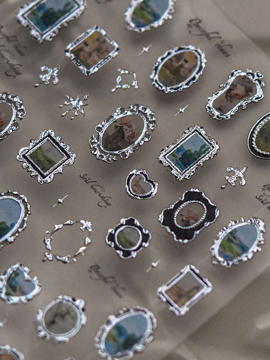 1pc Frame Picture Nail Charm Sticker DIY Art Baroque Style Autumn Nail Art Decoration Ornaments