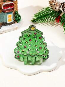 1 kẹp tóc trang trí Giáng sinh - Kẹp tóc lấp lánh dễ thương hình ông già Noel, cây thông Noel, người tuyết, lớp hoàn thiện mờ, tuyệt vời cho vẻ ngoài ngày lễ, tiệc tùng - Nhiều màu - Xem 4