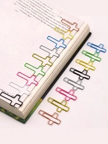 金属十字回形针，十字形回形针，金属彩色回形针，创意异形包裹塑料回形针，钢制办公书签和文件整理器，文件分类文件夹，活页文件夹书签，适用于学习，工作，办公桌，赠送朋友，生日礼物 - 彩色 - 查看 8