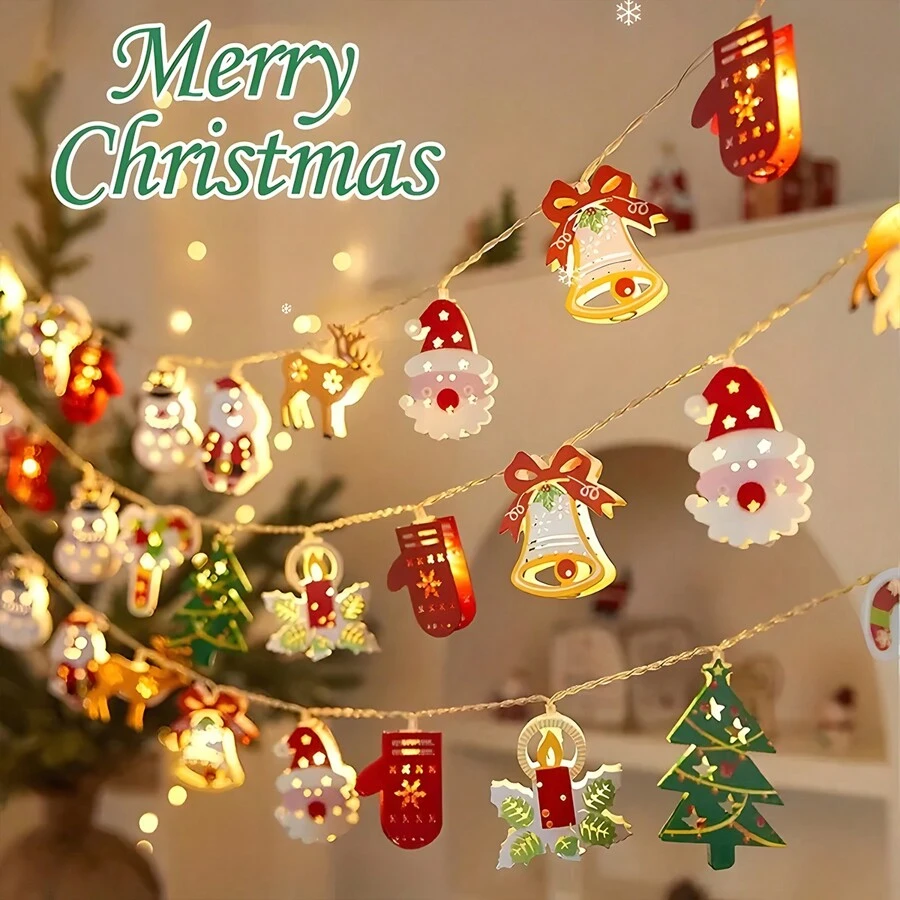 1 pièce Guirlande lumineuse de Noël mignonne à LED - Père Noël, bonhomme de neige et plus - Décoration intérieure de fête, ambiance de chambre [Piles non incluses], Décoration de chambre Décoration de Noël Lumière de Noël Décoration de chambre Décoration de maison Décoration de fête Décoration de fête Cadeau de Noël Décoration d'arbre de Noël Ornements