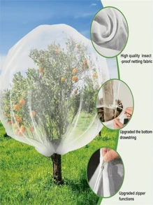 Garden Mesh Bags With Zipper: Protective Net Cover For Fruits And Vegetables, Bird Barrier Net Bags To Prevent Insects, Cicadas, Squirrels - Multiple Sizes Polyester Net