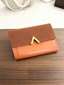 Women's Casual Triford Wallet Basic Elegant Card Case Faux Leather Snap Closure Multiple Color Options Compact Size Fit For Any Bag Perfect For All-Seasons Everyday Use