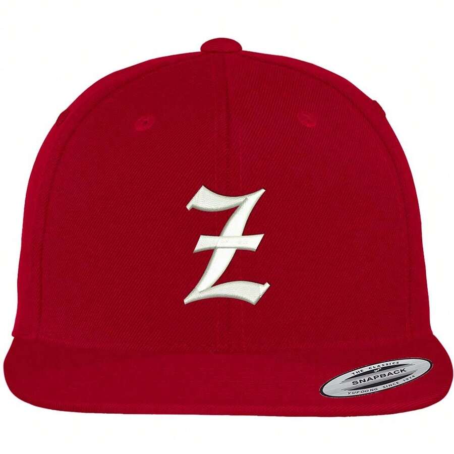 Old English Z Embroidered Flat Bill Snapback Cap