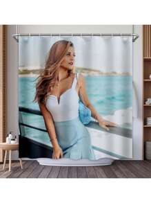 1pc Customized Flannel Shower Curtain, Personalized Image, Extra Thick & Soft, Suitable For All Seasons, Ideal Gift For Family And Friends Home Bathroom Decor Fall Decor Bathroom Accessories Back To School