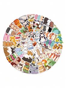 60 件可爱动物堆叠音乐贴纸，卡通装饰创意电脑贴纸 - 彩色 - 查看 3
