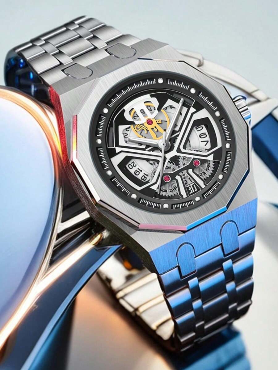 Men's Waterproof Quartz Watch With Calendar And Night Light, Fashionable Business Wristwatch (Comes With 1 Watch Link Removal Tool) - Silver - View 1