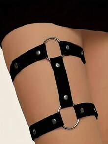 1 件 Y2K PU 皮革哥特原宿朋克街头性感圆形大腿吊袜带带双排吊带 - 彩色 - 查看 1