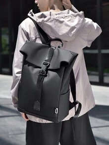 Balo thời trang nam, Balo Unisex có nắp gập thời trang mới, kiểu dáng cao cấp, thích hợp cho Tết Nguyên đán, Ngày lễ tình nhân, Kỳ nghỉ xuân/hè, Du lịch - màu đen - Xem 1