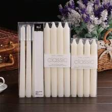 4pcs Classic European Style Smokeless Odorless Pole Wax Romantic Wedding Western Meal Ivory White Color Long Pole Candle Ornament Candle Western Banquet Candle,Room Decor,Gifts Birthday Graduation