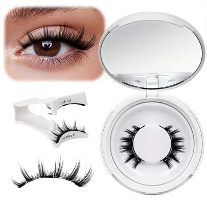 1 Pair Magnetic Eyelashes Natural Look, 1 Pair Reusable Magnetic Eyelashes With Applicator, No Glue Needed Magnetic Eyelashes Magnetic Lashes Kit, Easy To Wear And Remove Strip Lashes,Lashes,Eyelashes,Fake Lashes
