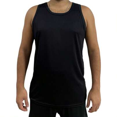 Camiseta Regata Lisa Poliéster Dry Fit Academia Masculina Moda Fitness