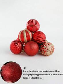 12pcs Christmas Ball Ornaments Set With Hanging String, 2.36-inch (6cm) Anti-shatter Red Painted Decoration For Christmas Tree, Parties And Weddings, Home Decoration - Red - View 5