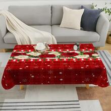 1 pièce Nappe imperméable et résistante aux taches avec thème de Noël - Design à motif en treillis de rose et flocons de neige - Polyester sans froissage, parfait pour les repas intérieurs/extérieurs, les fêtes, les buffets, les mariages