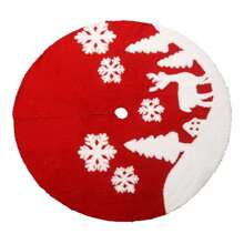 1 tấm váy cây thông Noel màu trắng bông, 1 tấm thảm cây thông Noel màu đỏ bông mềm mại, 1 tấm chăn cây thông Noel tròn, 1 tấm thảm bông tuyết màu trắng bông, thích hợp để trang trí ngày lễ Giáng sinh - Đỏ - Xem 11