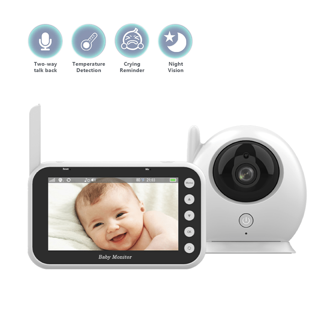 4.3" Baby Monitor With Camera & Audio, Privacy-Safe No WiFi, Night Vision, Two-Way Talk, Temp Alerts & Lullabies – Long-Range Monitoring, Easy Setup For Infants, Elderly & Pets