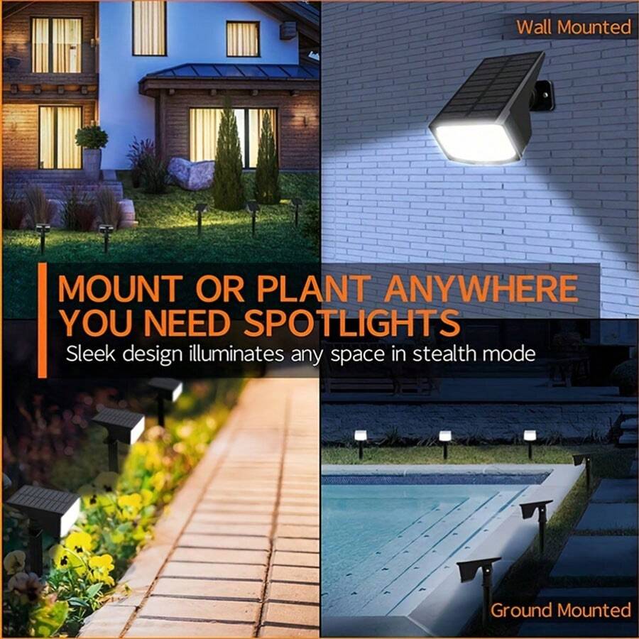 Solar Powered 50 SMD LED Spotlights, DualPurpose Design Ground Mounted