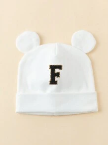 1 件儿童针织无檐小便帽，带 26 个英文字母耳朵，男女通用婴儿男孩女孩保暖透气 Y2K 时尚休闲帽，适合秋冬日常穿着，服装 - 白色 - 查看 9