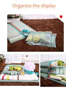 Bộ 4 túi đựng đồ du lịch lưới thoáng khí, thiết yếu cho hành lý và xách tay - Xanh Peacock - Màu xanh Cadet - Xem 5