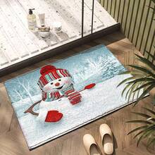 1 件圣诞雪人蓬松防滑垫 - 超柔软蓬松，快干吸水，适用于厨房、浴室、淋浴间 - 舒适的家居装饰，完美的圣诞礼物 - 彩色 - 查看 9