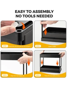 1PC Đen Dưới Bồn Rửa Tổ Chức, Tám Móc Lưu Trữ Kệ, Đôi Trượt Dưới Bồn Rửa Tổ Chức Và Ngăn Kéo Lưu Trữ 2 Tầng Dễ Dàng Truy Cập Đa Năng Tổ Chức Tủ Trượt Ra Cho Phòng Tắm, Giá Lưu Trữ Nhà Bếp, Giá Lưu Trữ Nhà Bếp Gia Đình - màu đen - Xem 5