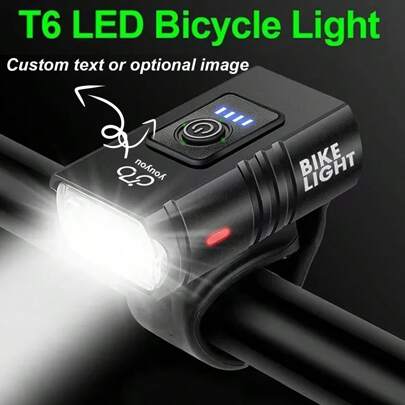 1PC Personalizado Liga T6 Bicicleta Luz 6 Engrenagem Iluminação Mini LED Bicicleta Lanterna Recarregável Ciclismo Farol Alto Baixo Acessórios Tocha Para Andar Ou Presentes Para Homens