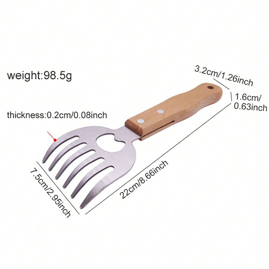 Kitchen Shredder Bear Claw Meat Claws Wood Handle Stainless Steel Meat