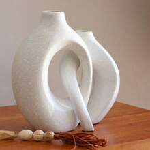 Monaco Ceramic Vase Pair - Light Grey - View 3