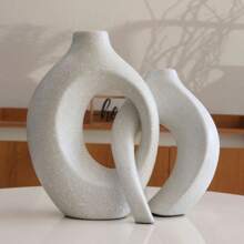 Monaco Ceramic Vase Pair - Light Grey - View 2