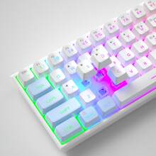 Teclado De Membrana De Computadora De Oficina Portátil Pequeño Con Retroiluminación Rgb De 61 Teclas Y Tamaño Compacto Alámbrico (compatible Con Pc, Portátil Y Jugador) - Azul-blanco