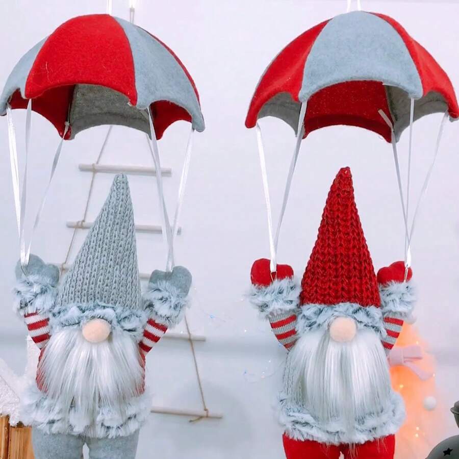 Christmas Faceless Skydiving Santa Claus Parachute Decoration, For