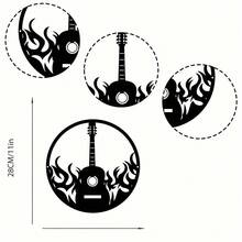 1 件吉他圆形金属标牌，适用于音乐室、酒吧和其他空间。为热爱音乐的您带来不一样的氛围，易于安装，充满魅力。 - 黑色 - 查看 4